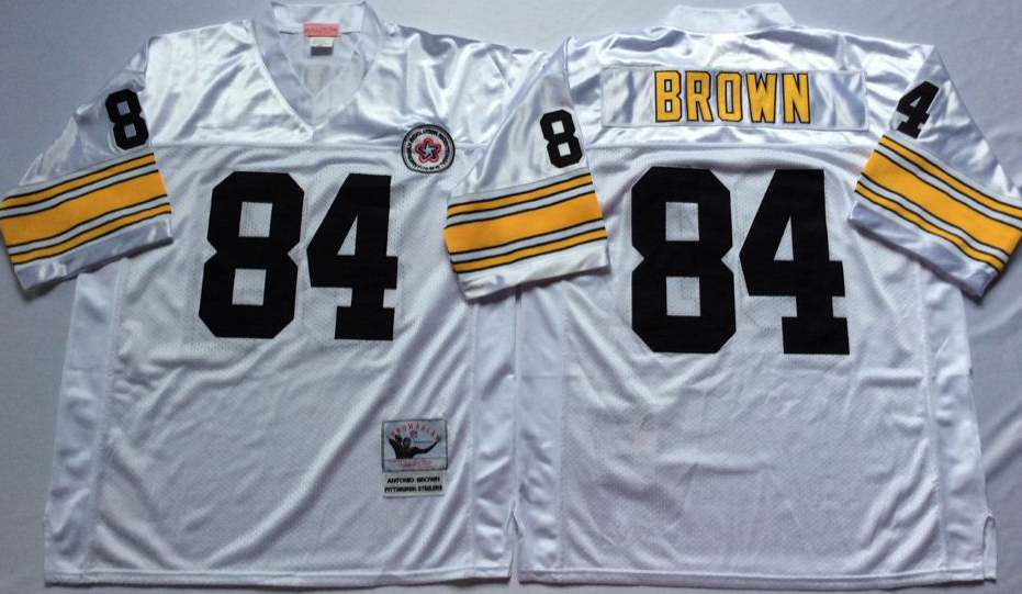 Men NFL Pittsburgh Steelers 84 Brown white Mitchell Ness jerseys